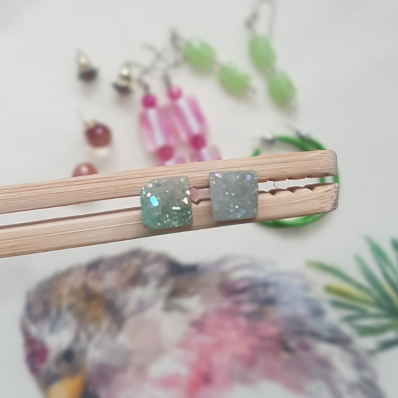 Set of 6 Pink & Green Earring Bundle (pierced ears) - Picture 2 of 14